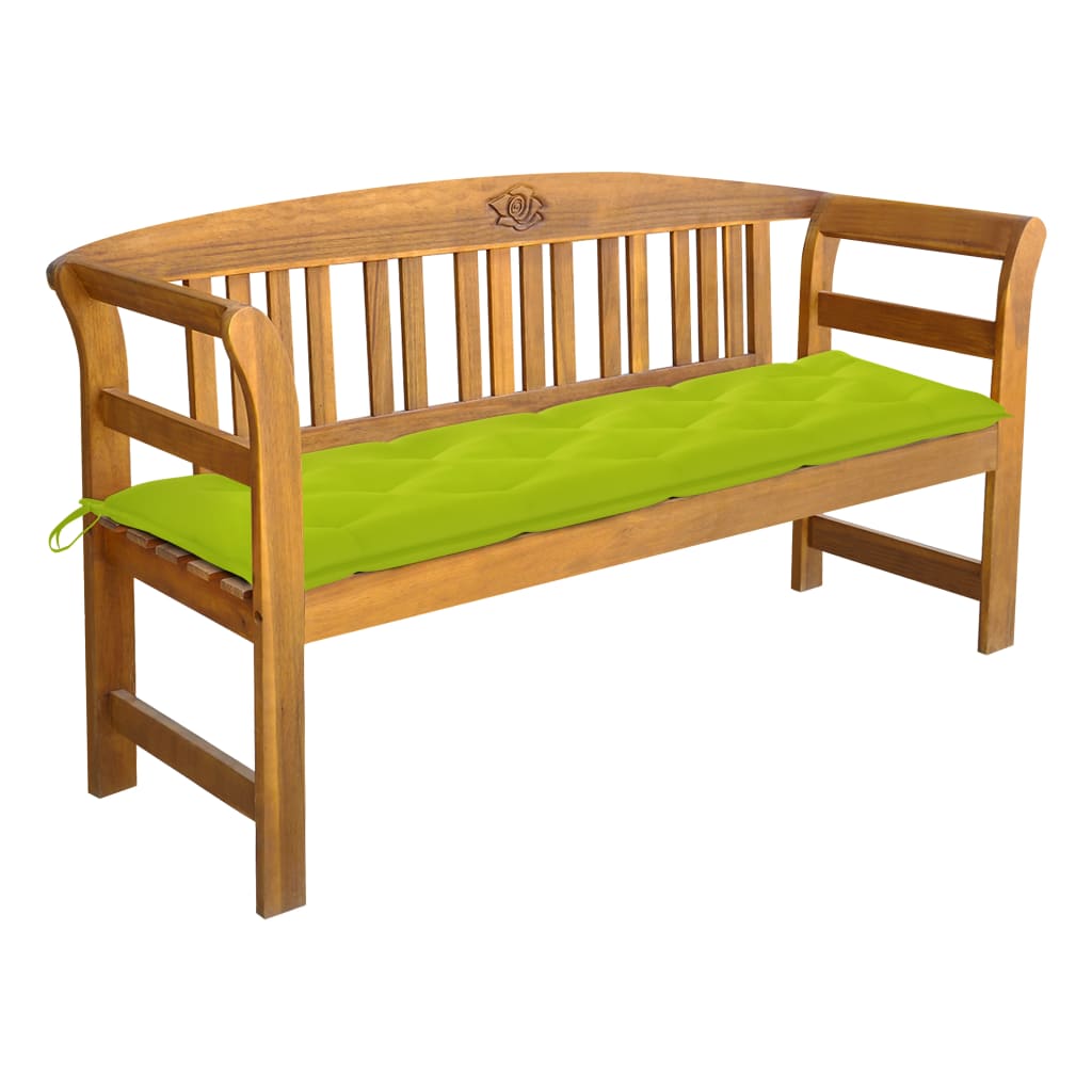 Banc de jardin avec coussin 157 cm en bois d'acacia massif