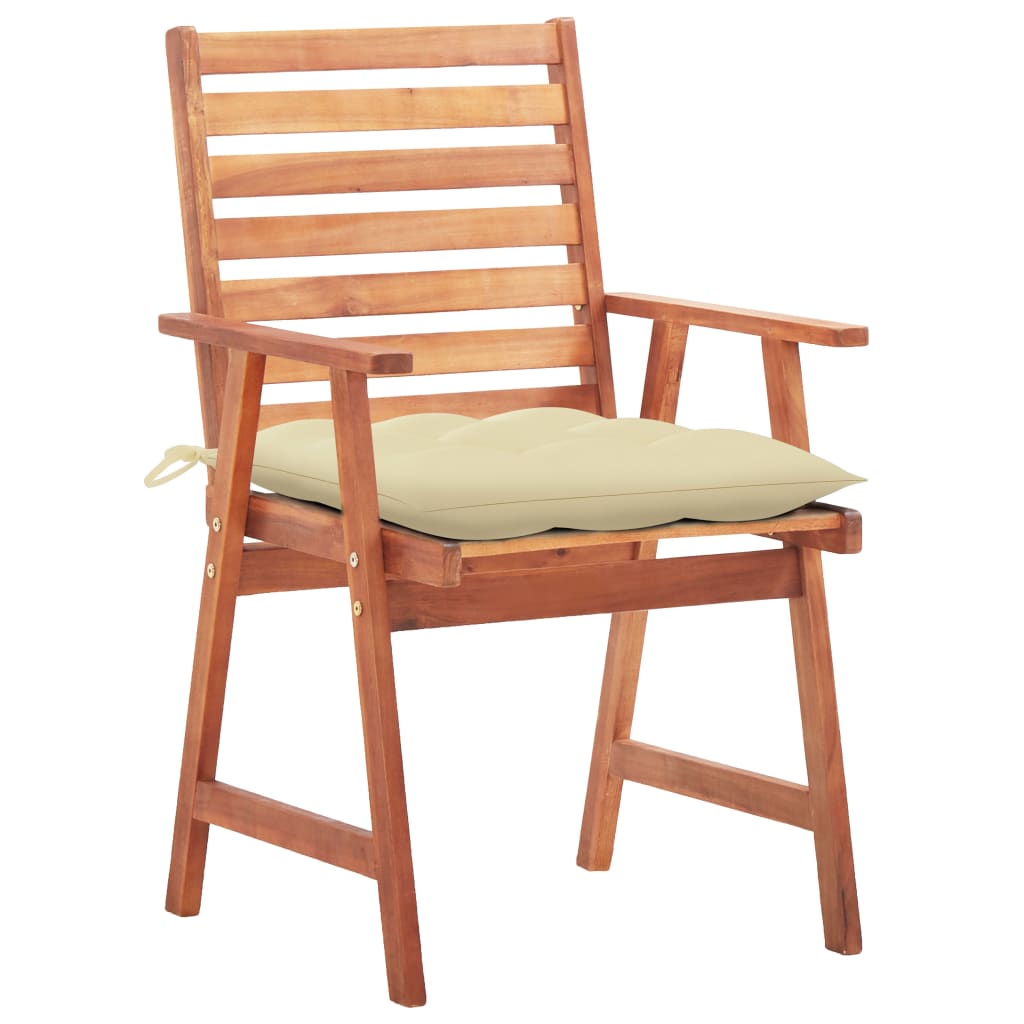 Chaises de jardin 4 pcs avec coussins en bois d'acacia massif