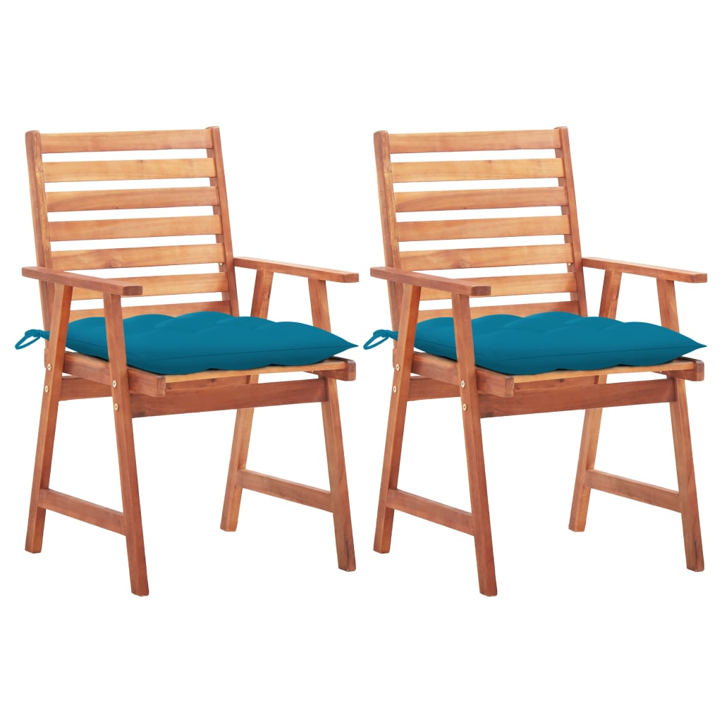 Chaises de jardin 4 pcs avec coussins en bois d'acacia massif