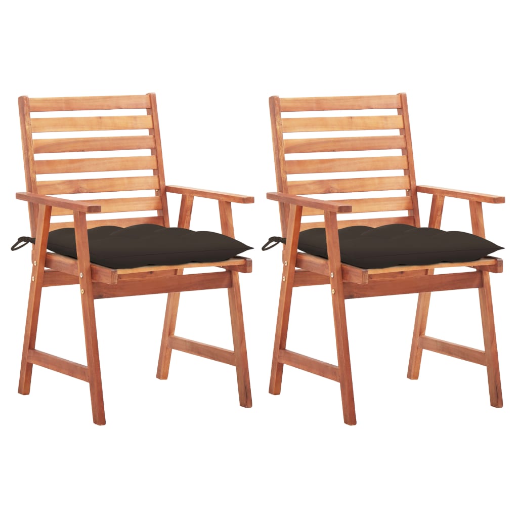 Chaises de jardin 4 pcs avec coussins en bois d'acacia massif