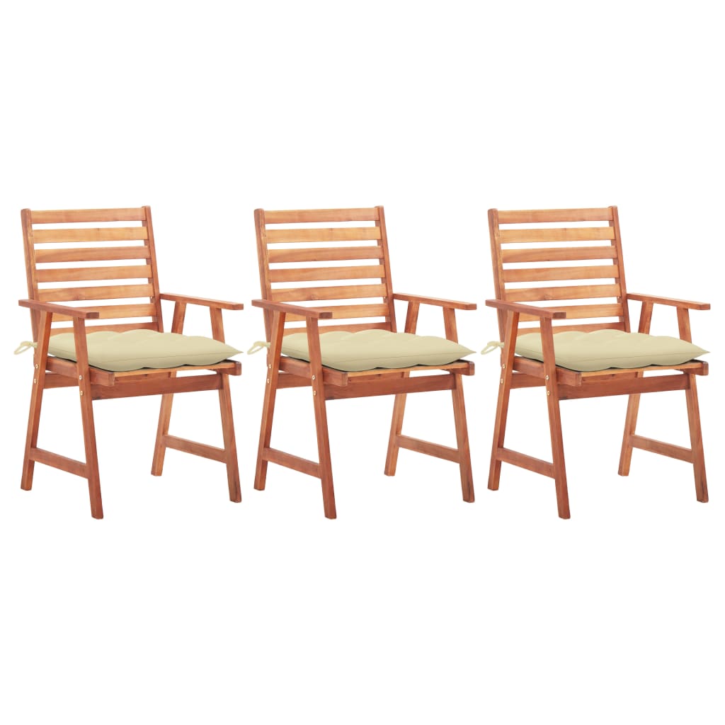 Chaises de jardin 4 pcs avec coussins en bois d'acacia massif