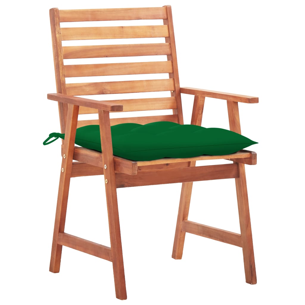 Chaises de jardin 4 pcs avec coussins en bois d'acacia massif