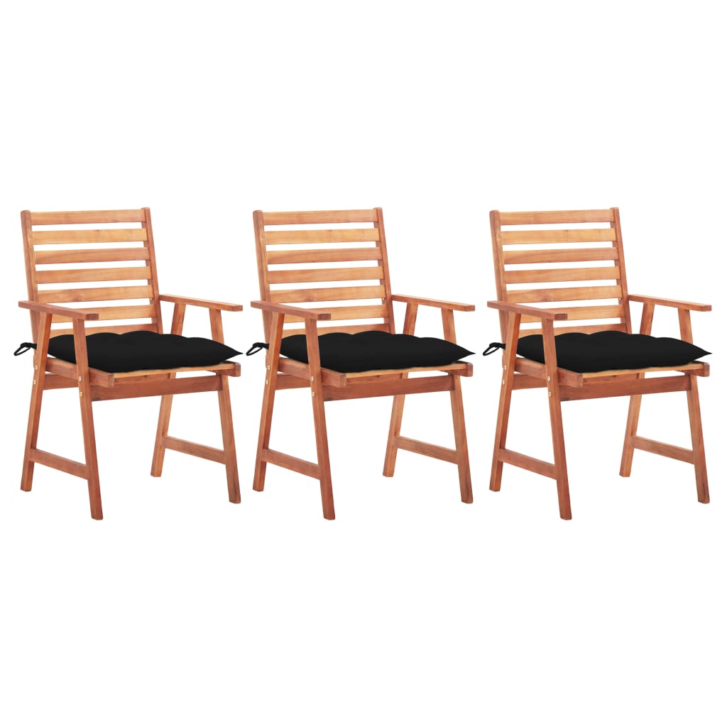 Chaises de jardin 4 pcs avec coussins en bois d'acacia massif