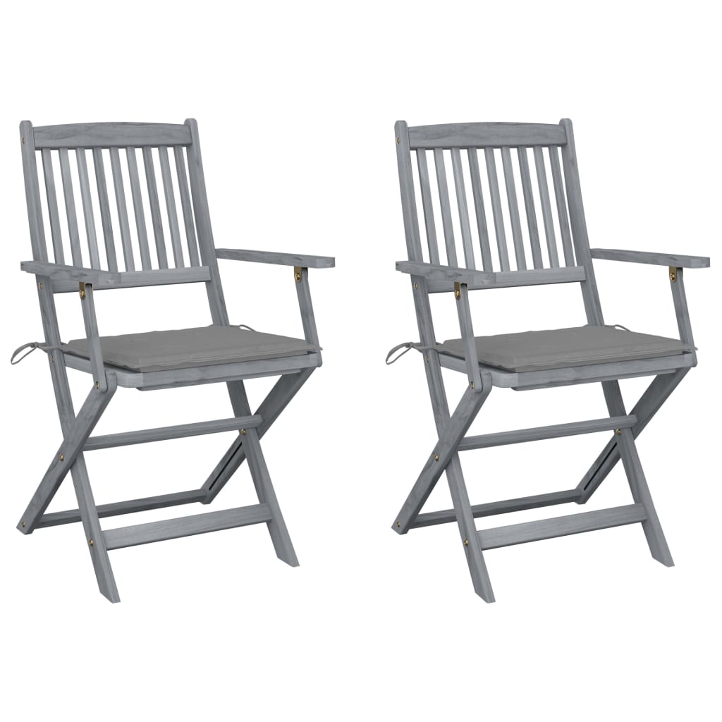 Chaises de jardin 6 pcs pliables avec coussins en bois d'acacia massif