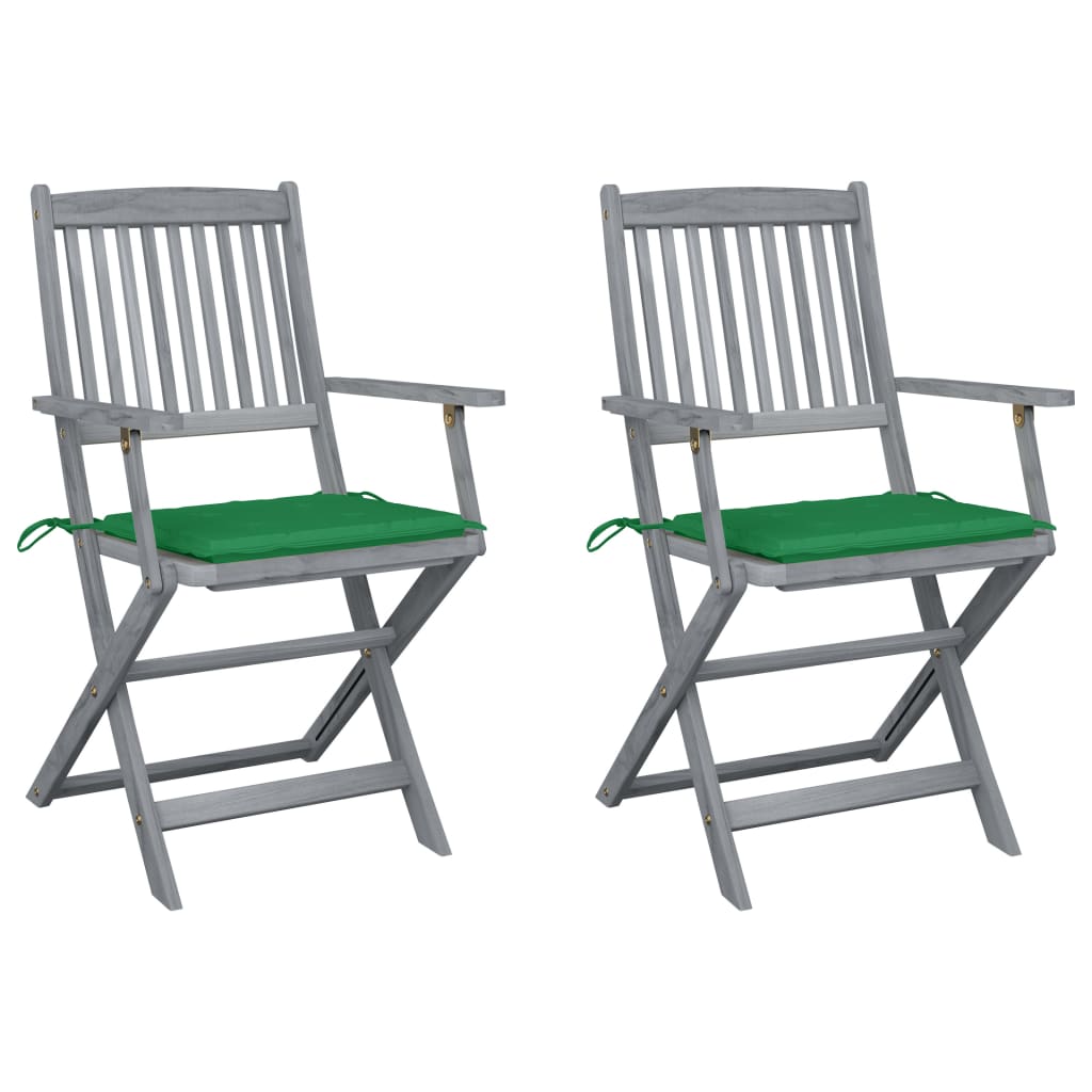 Chaises de jardin 6 pcs pliables avec coussins en bois d'acacia massif