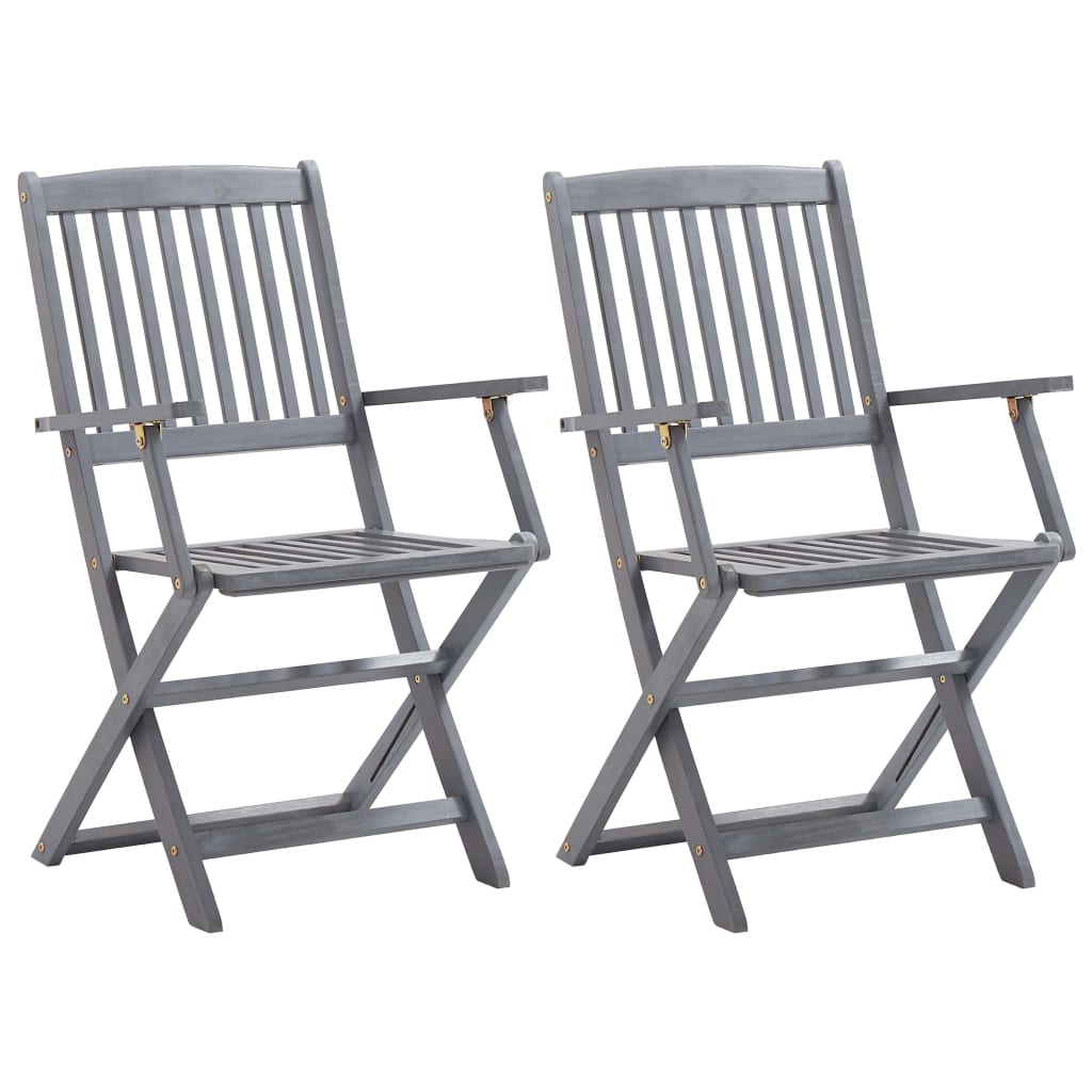 Chaises de jardin 6 pcs pliables avec coussins en bois d'acacia massif