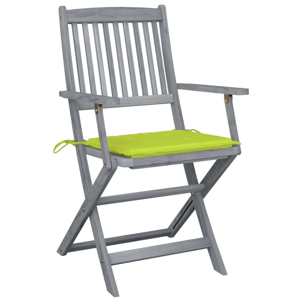 Chaises de jardin 6 pcs pliables avec coussins en bois d'acacia massif