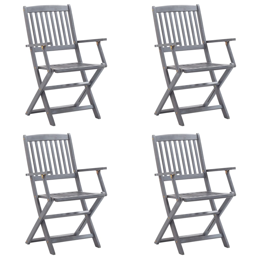 Chaises de jardin 6 pcs pliables avec coussins en bois d'acacia massif