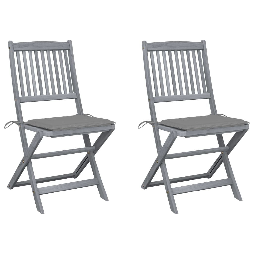 Chaises de jardin 6 pcs pliables avec coussins en bois d'acacia massif