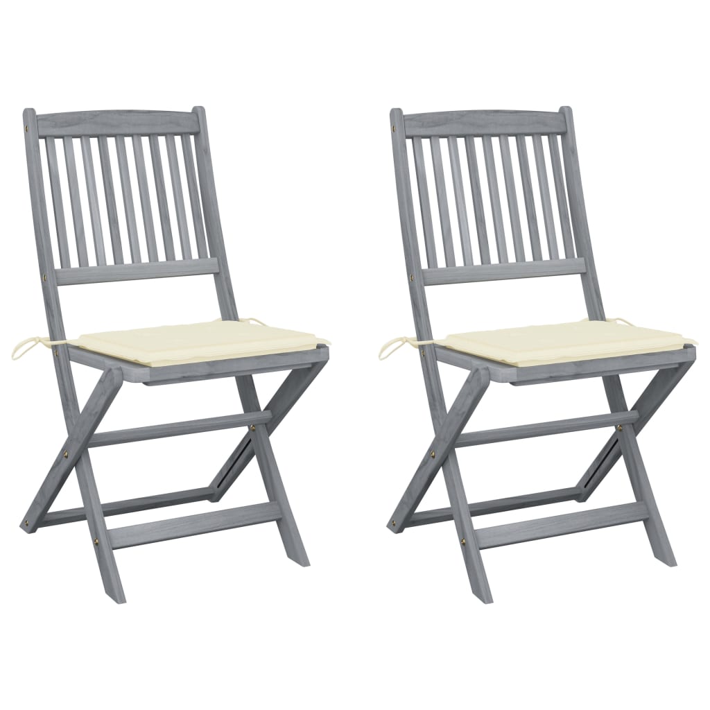 Chaises de jardin 6 pcs pliables avec coussins en bois d'acacia massif