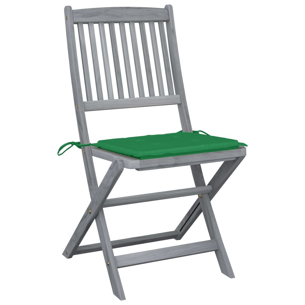 Chaises de jardin 6 pcs pliables avec coussins en bois d'acacia massif