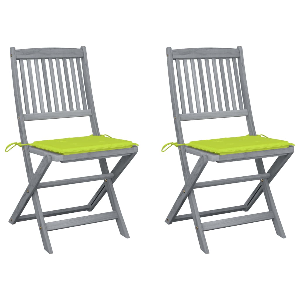 Chaises de jardin 6 pcs pliables avec coussins en bois d'acacia massif