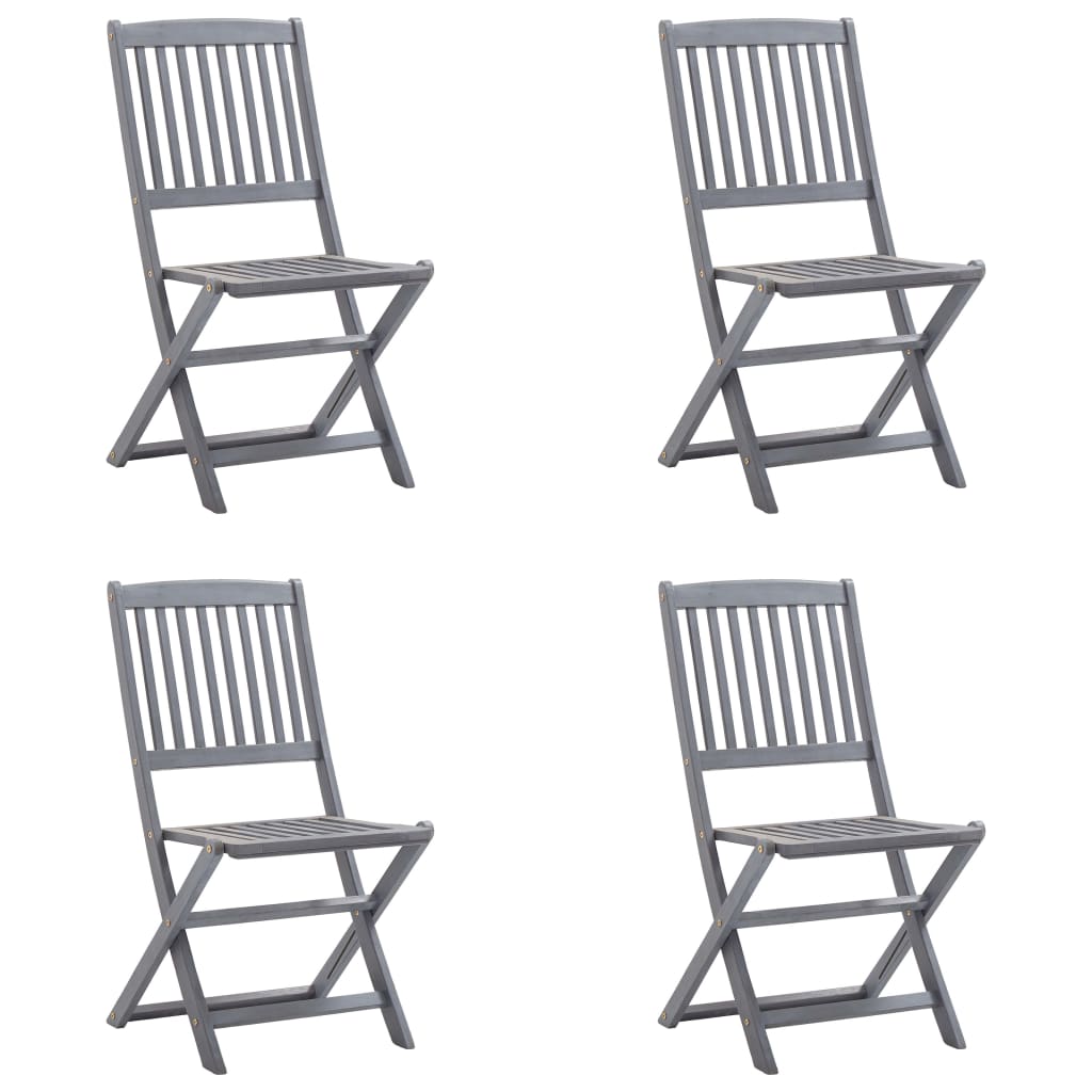 Chaises de jardin 6 pcs pliables avec coussins en bois d'acacia massif