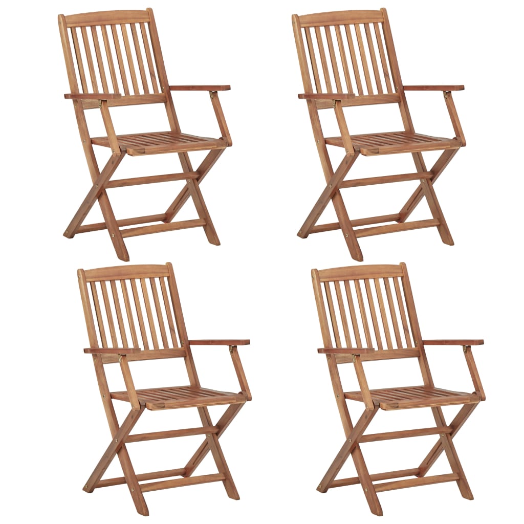 Chaises de jardin 8 pcs pliables avec coussins en bois d'acacia massif