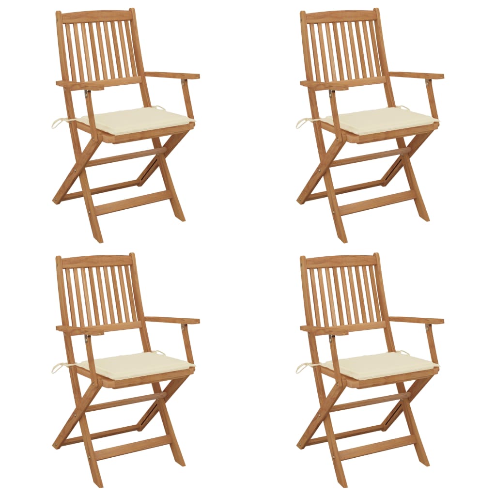 Chaises de jardin 8 pcs pliables avec coussins en bois d'acacia massif