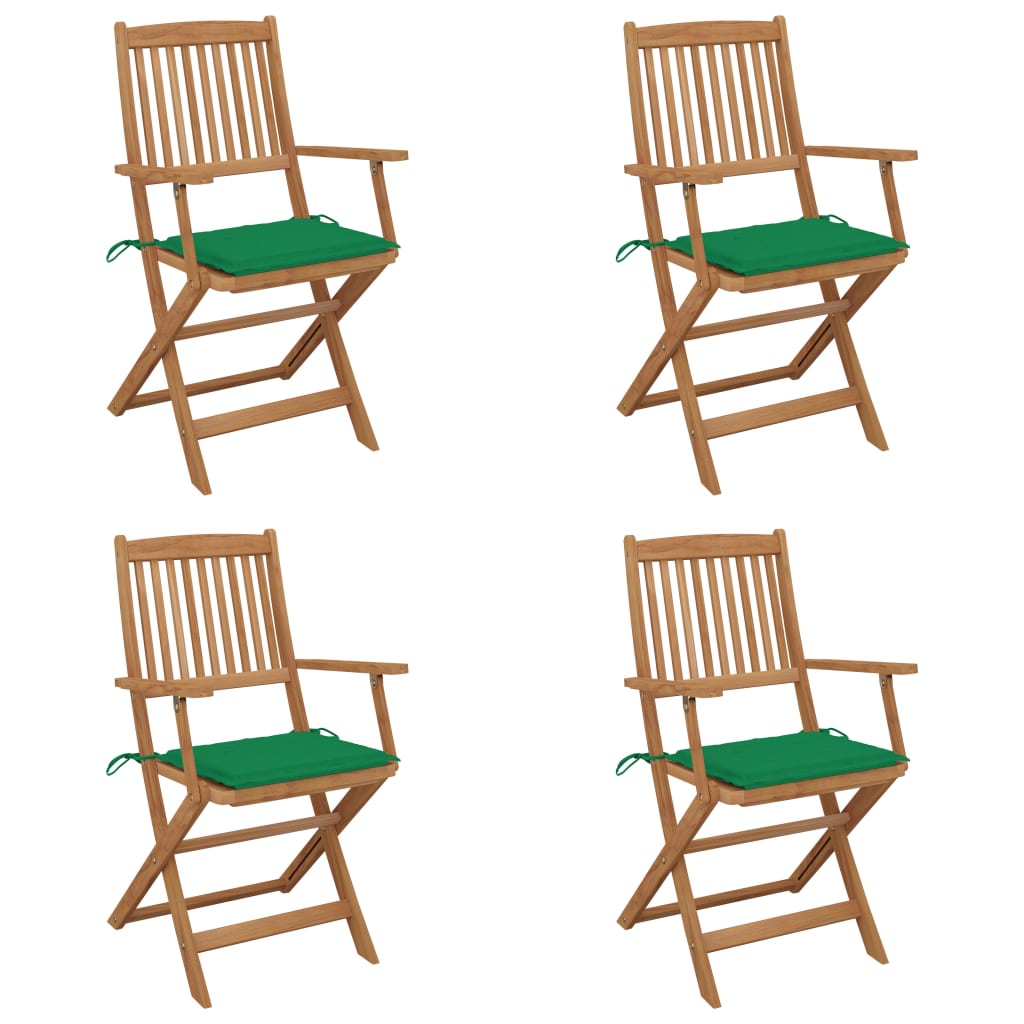 Chaises de jardin 8 pcs pliables avec coussins en bois d'acacia massif