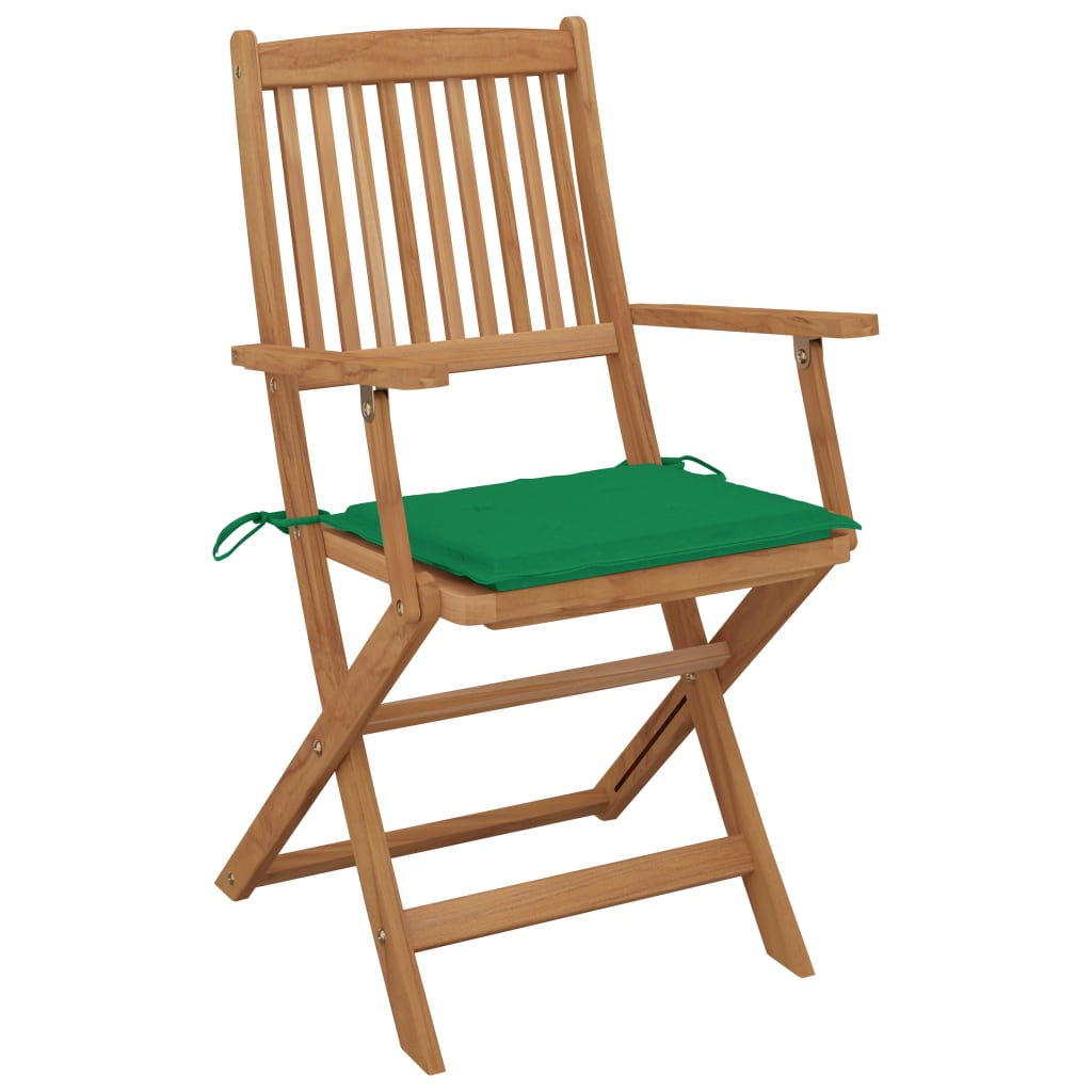 Chaises de jardin 8 pcs pliables avec coussins en bois d'acacia massif