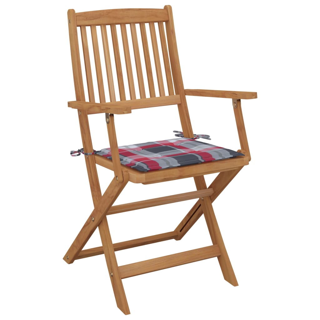 Chaises de jardin 8 pcs pliables avec coussins en bois d'acacia massif