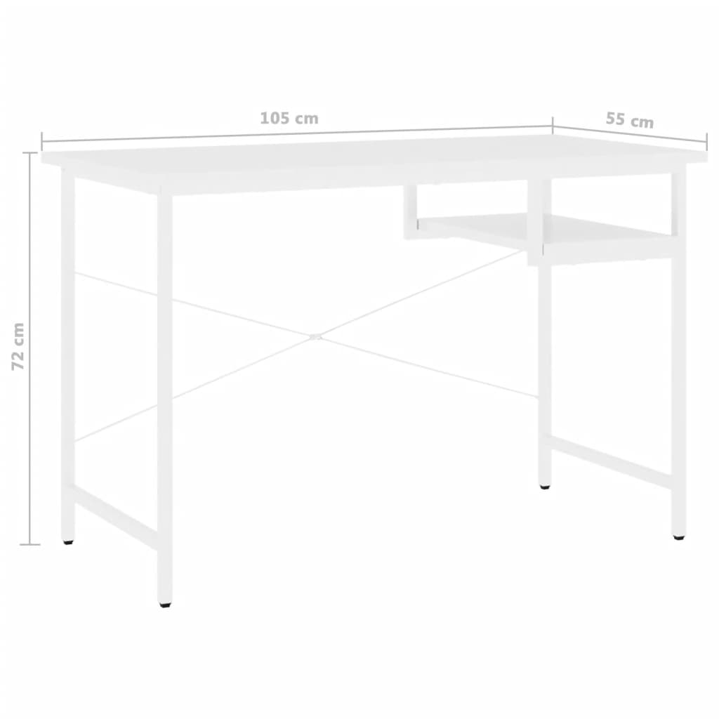 Bureau d'ordinateur 105x55x72 cm MDF et métal chêne clair blanc