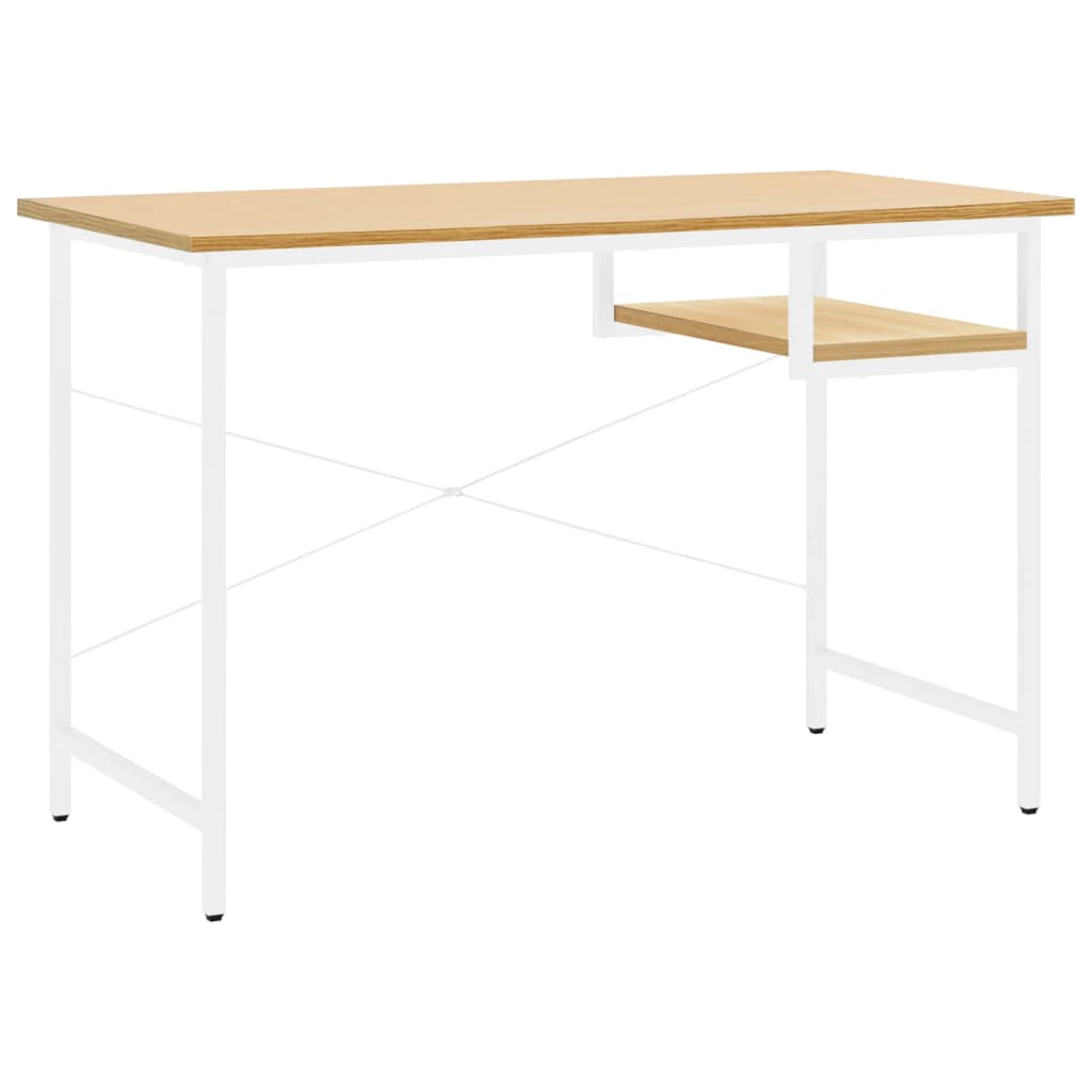 Bureau d'ordinateur 105x55x72 cm MDF et métal chêne clair blanc