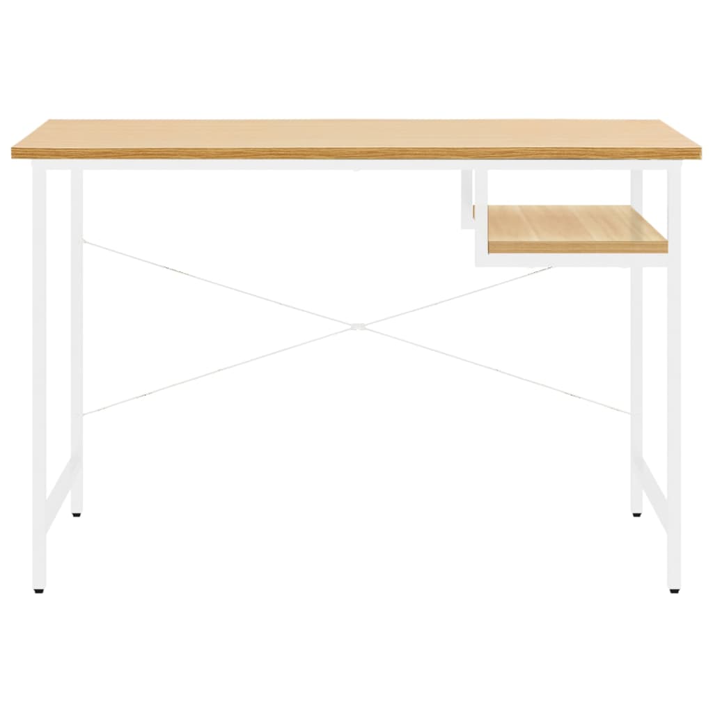 Bureau d'ordinateur 105x55x72 cm MDF et métal chêne clair blanc