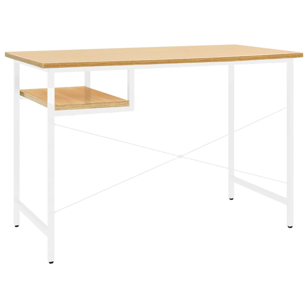 Bureau d'ordinateur 105x55x72 cm MDF et métal chêne clair blanc