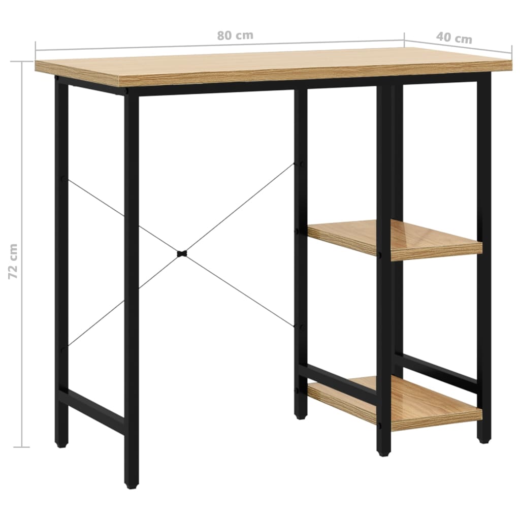 Bureau d'ordinateur 80x40x72 cm MDF métal chêne clair