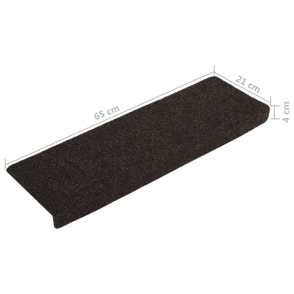 Tapis d'escalier 15 pcs 65x21x4 cm feutre aiguilleté