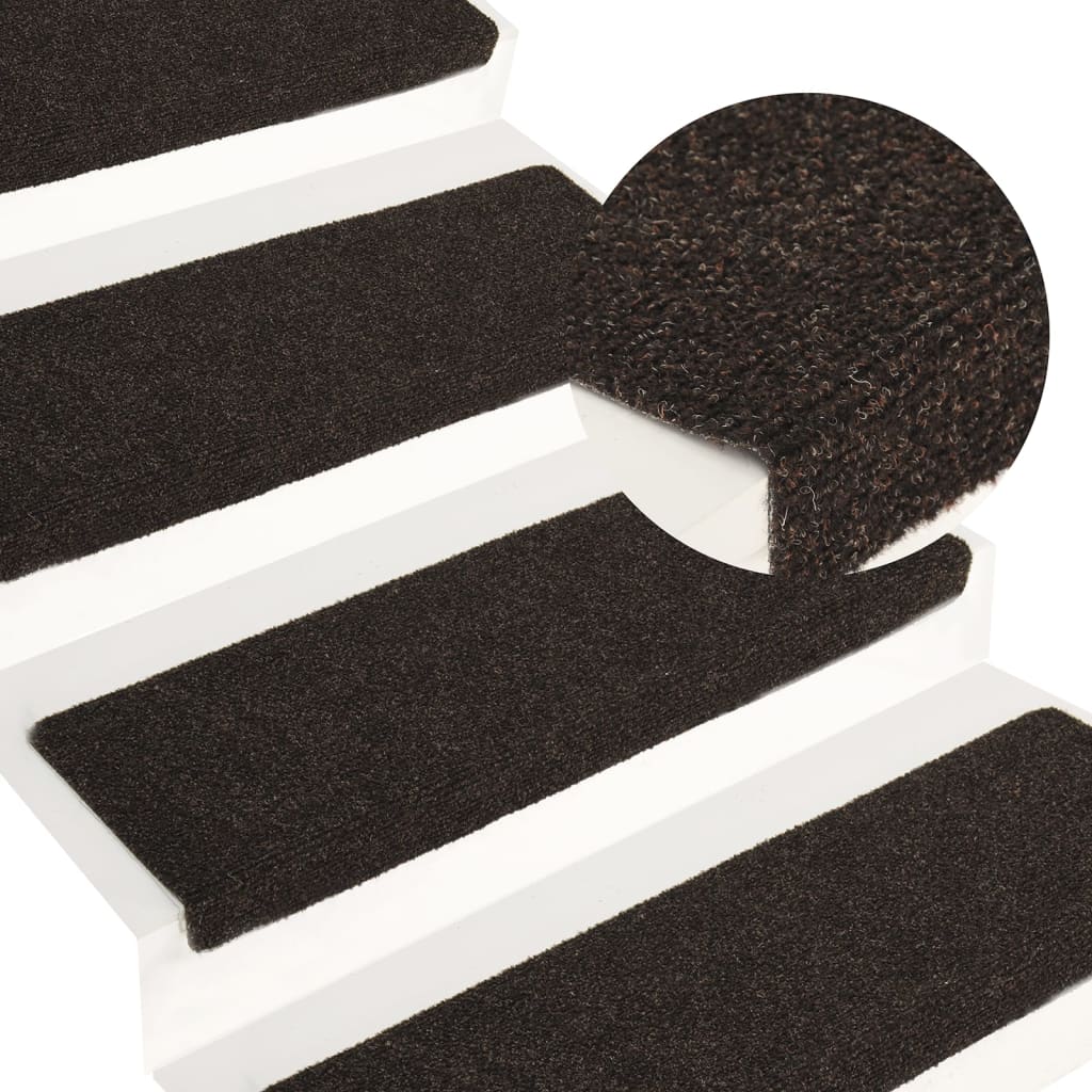 Tapis d'escalier 15 pcs 65x21x4 cm feutre aiguilleté