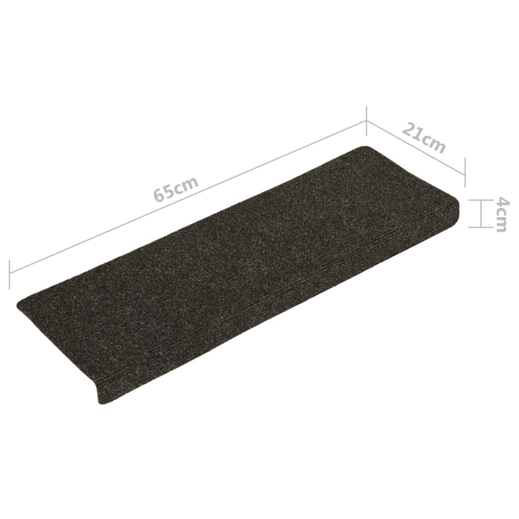 Tapis d'escalier 15 pcs 65x21x4 cm feutre aiguilleté