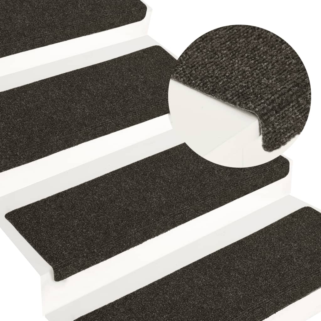 Tapis d'escalier 15 pcs 65x21x4 cm feutre aiguilleté