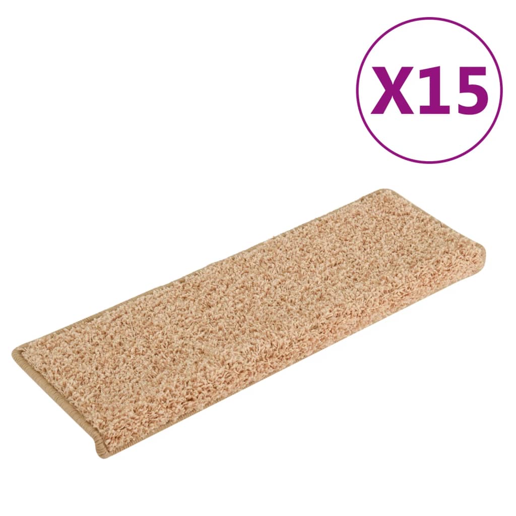 Tapis d'escalier 15 pcs 65x21x4 cm doré