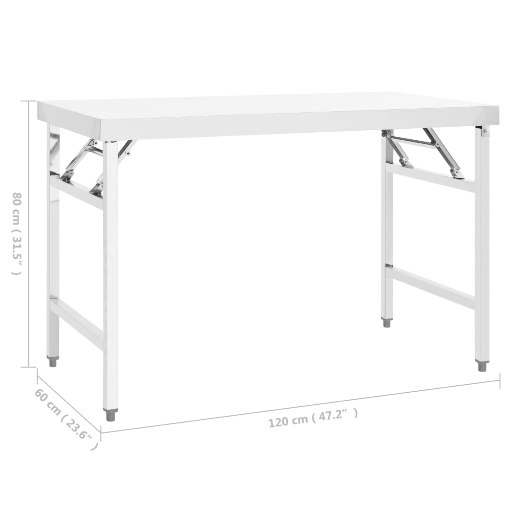 Keukenwerktafel inklapbaar 100x60x80 cm roestvrij staal