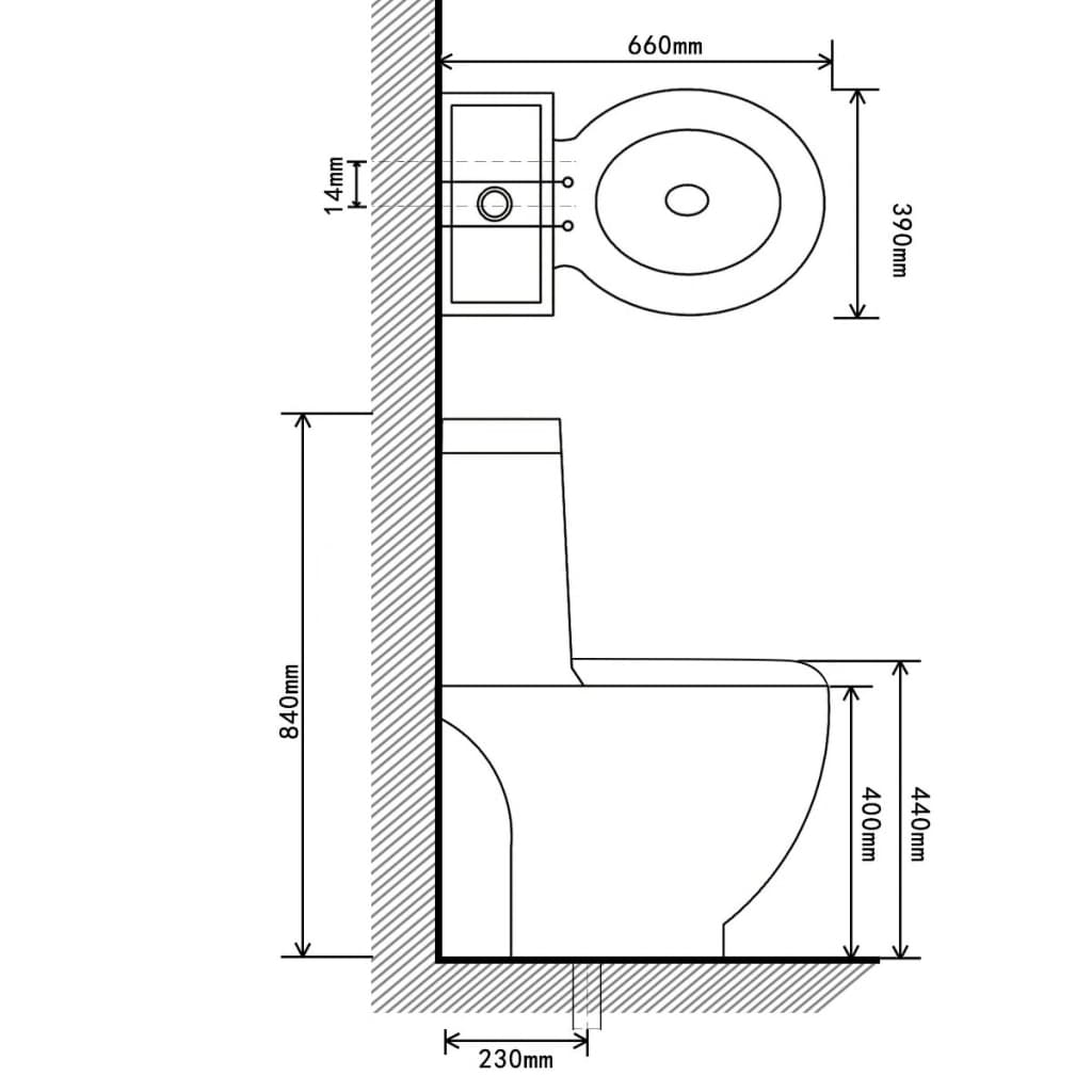 Toilet rond afvoer onder keramiek