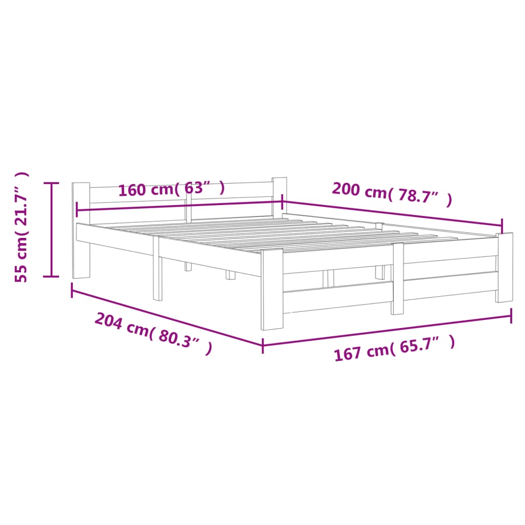 Bedframe massief grenenhout 140x200 cm