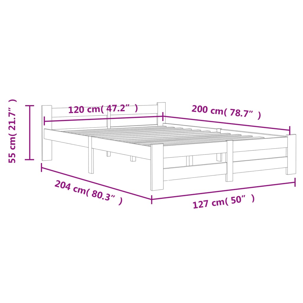 Bedframe massief grenenhout 140x200 cm