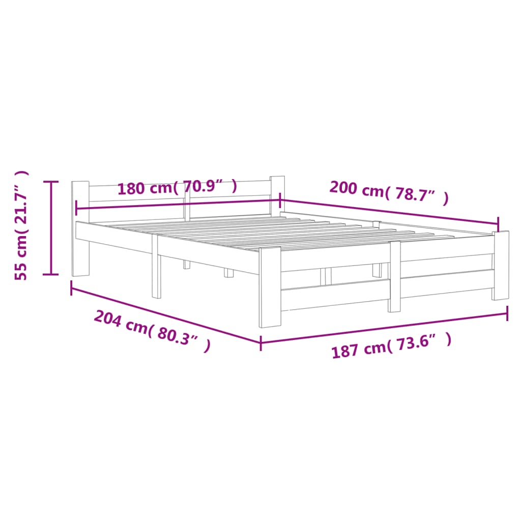 Bedframe massief grenenhout 140x200 cm