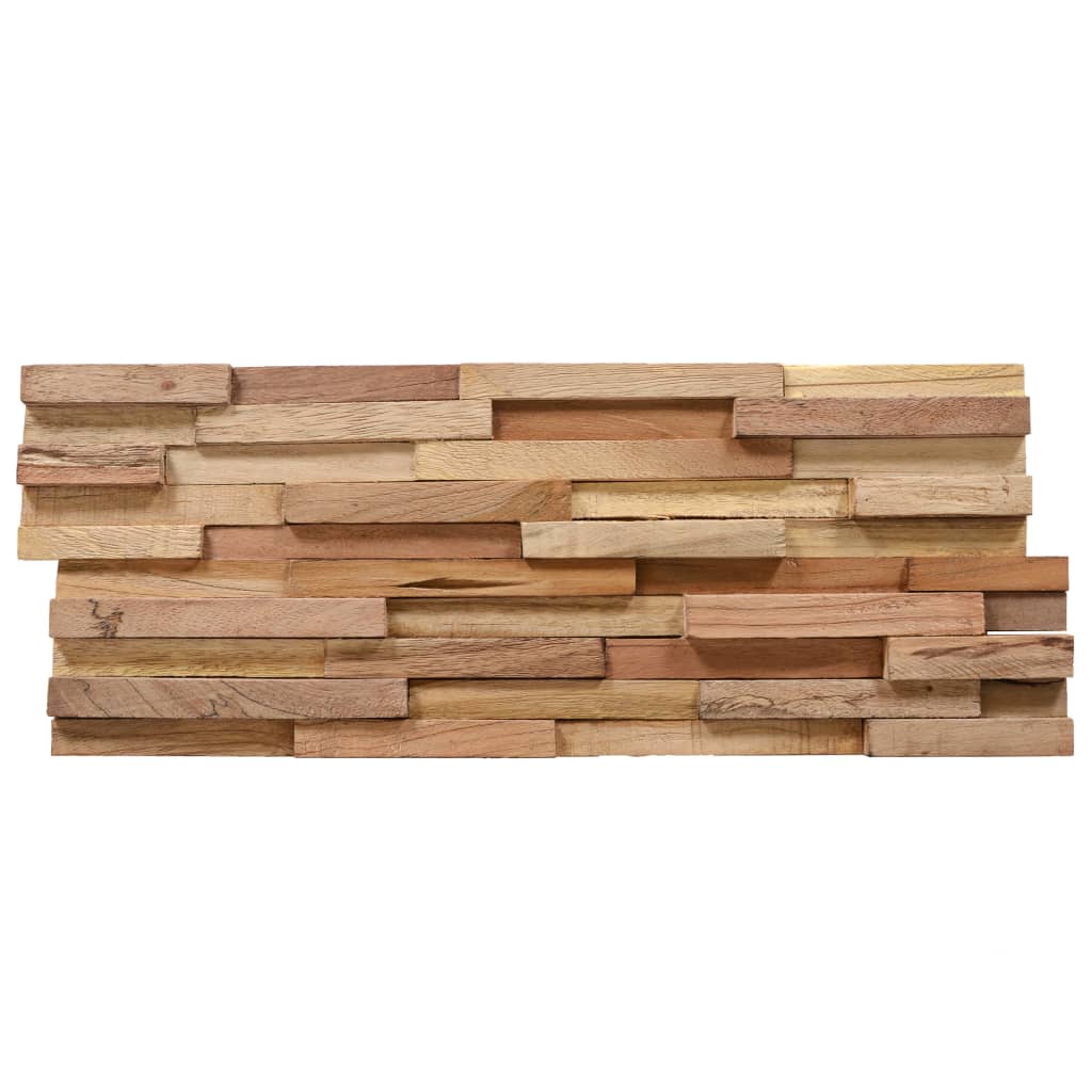 Panneaux muraux 10 pcs 3D 1,01 m² en bois de teck massif