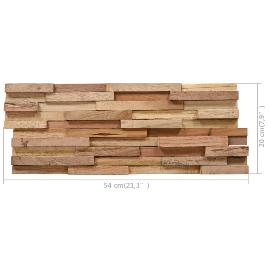 Panneaux muraux 10 pcs 3D 1,01 m² en bois de teck massif