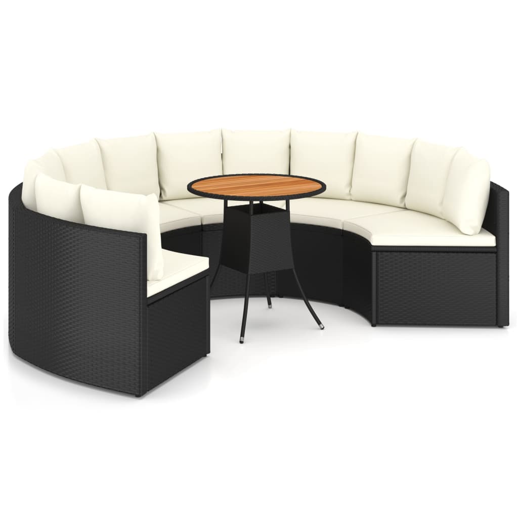 7-delige Loungeset met kussens poly rattan