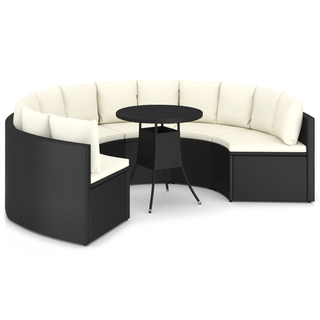 7-delige Loungeset met kussens poly rattan