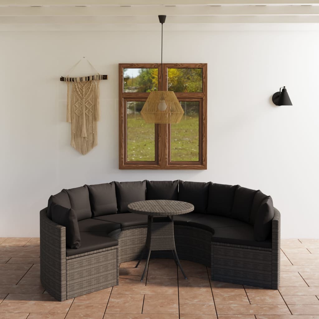 9-delige Loungeset met kussens poly rattan