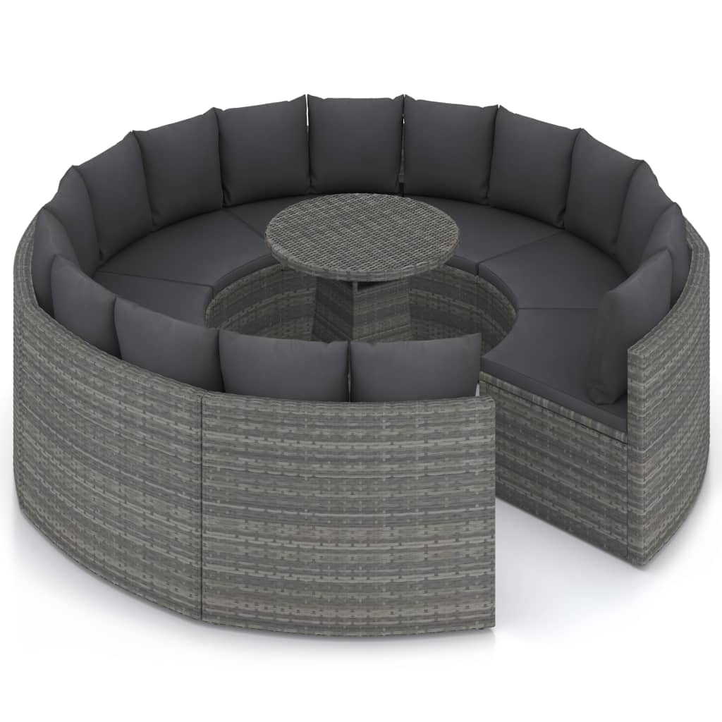 9-delige Loungeset met kussens poly rattan