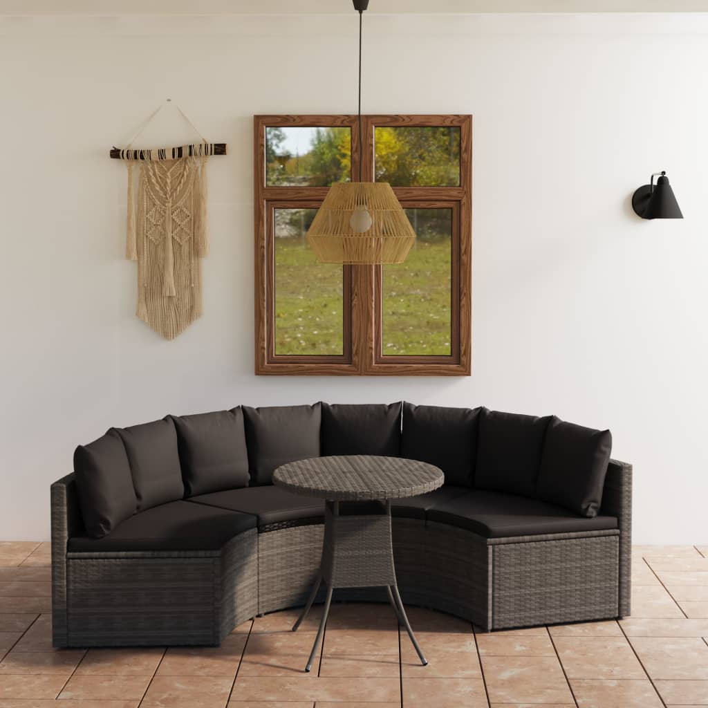 9-delige Loungeset met kussens poly rattan