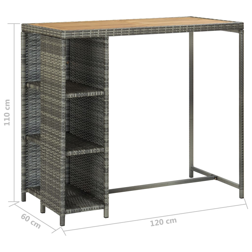 Ensemble de bar de jardin 5 pièces avec coussins en polyrotin