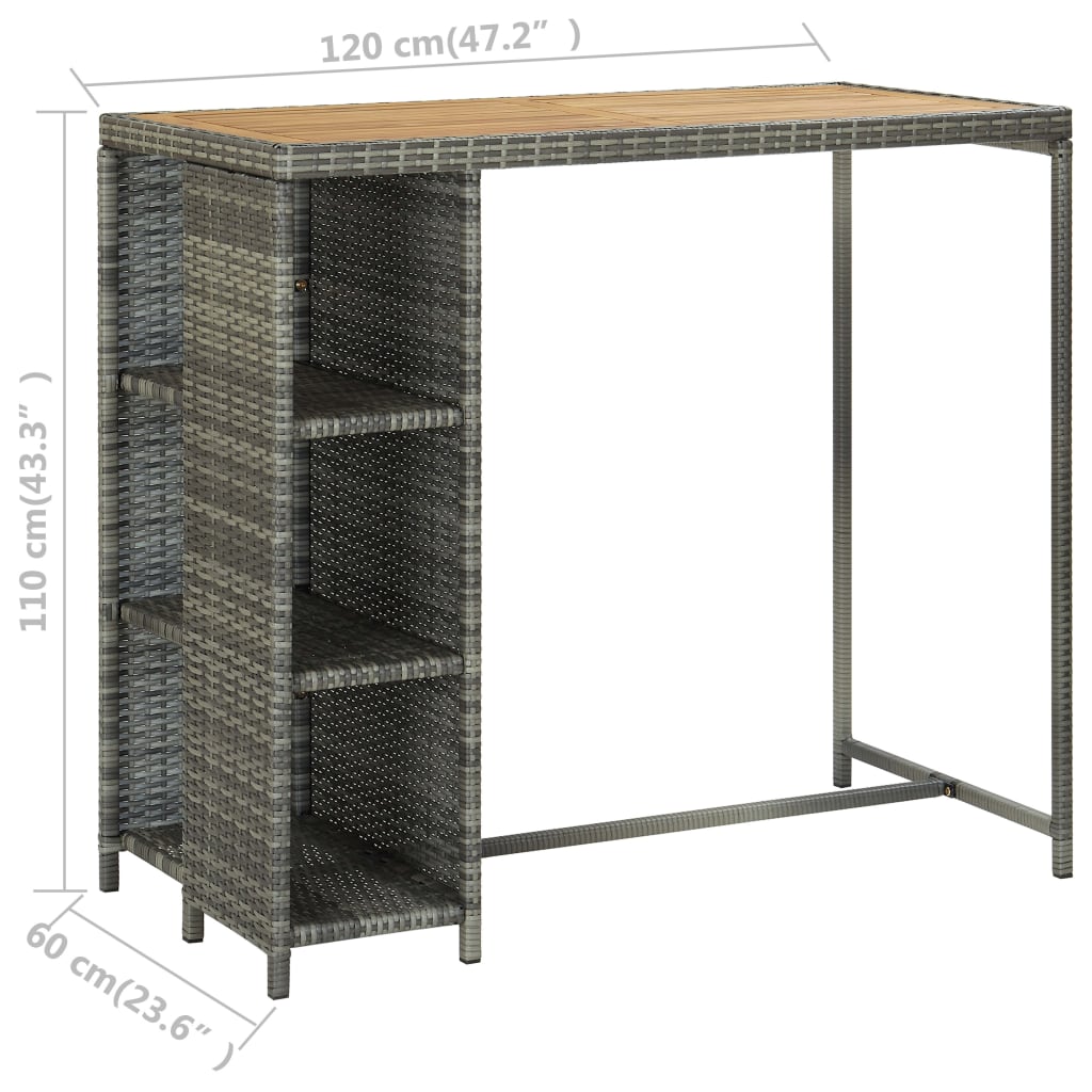 Ensemble de bar de jardin 5 pièces avec coussins en polyrotin