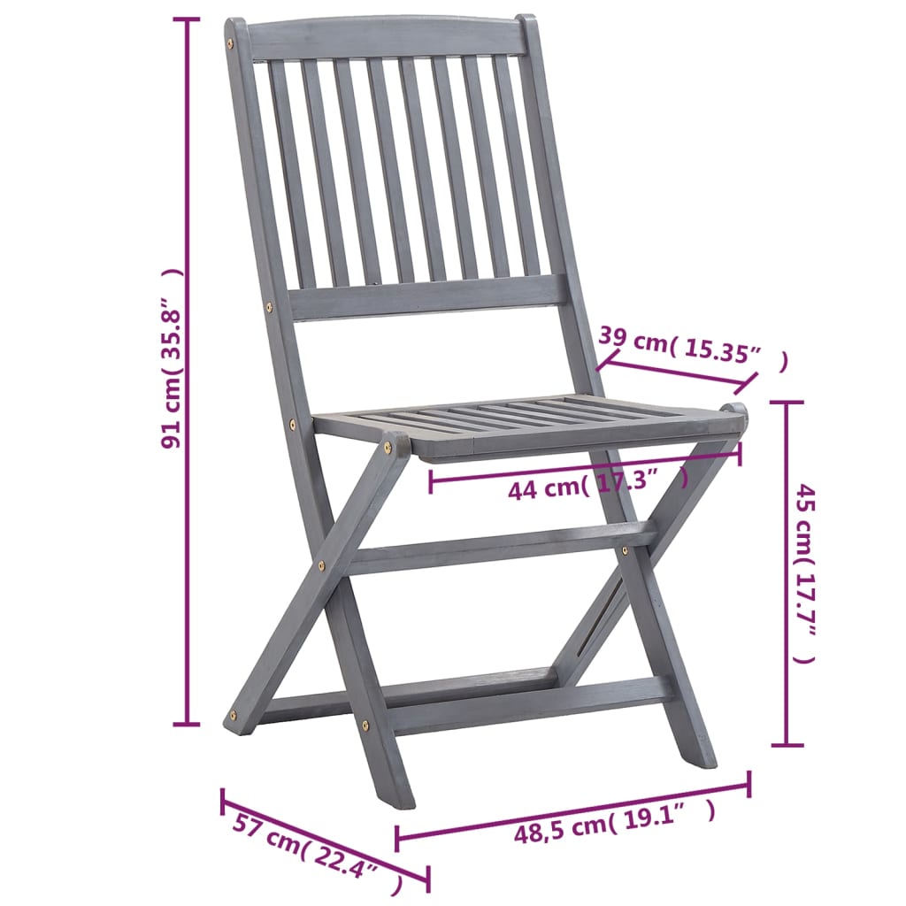 Tuinstoelen 6 st inklapbaar met kussens massief acaciahout