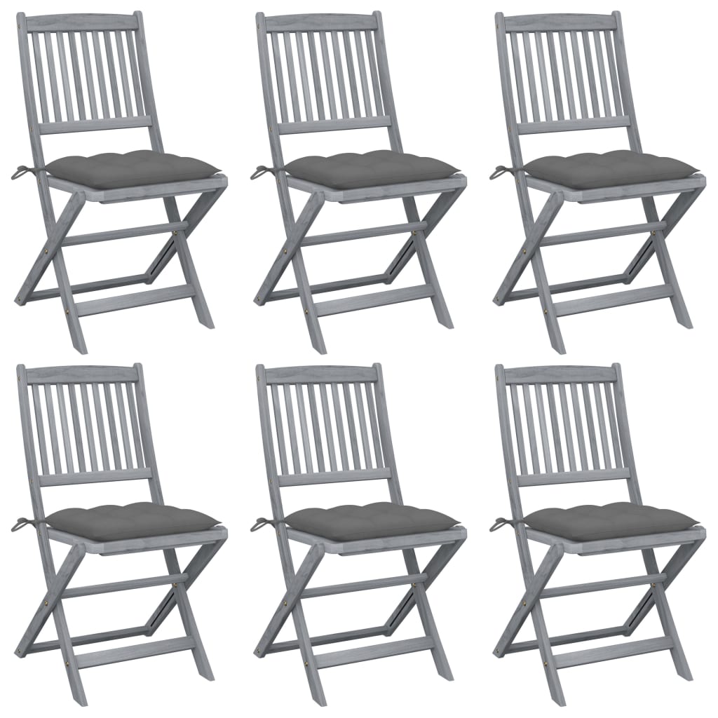 Chaises de jardin 2 pcs pliables avec coussins en bois d'acacia massif