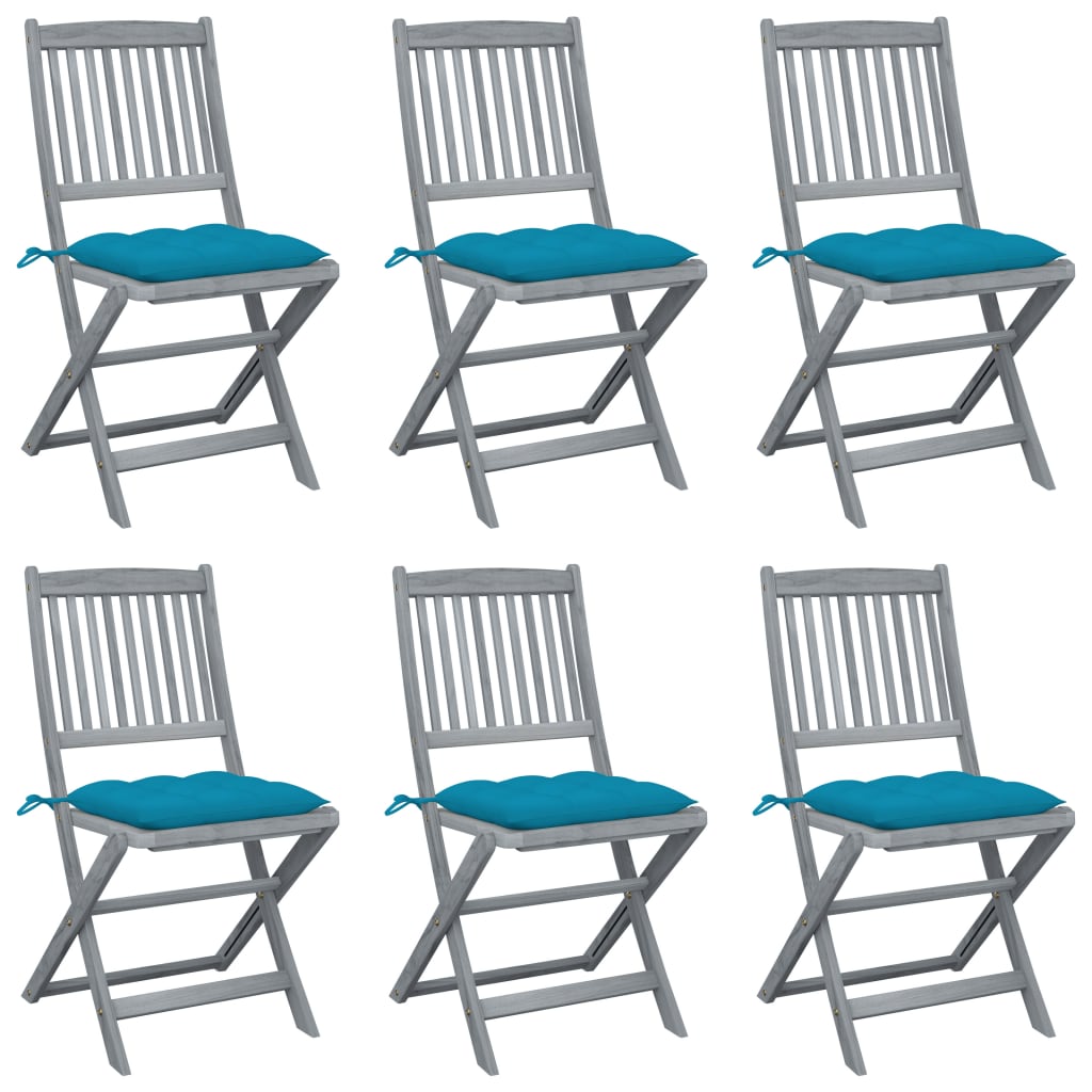 Chaises de jardin 2 pcs pliables avec coussins en bois d'acacia massif