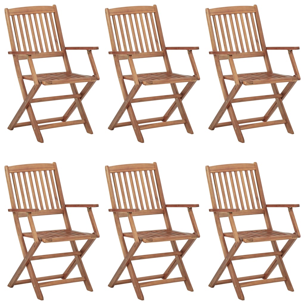 Chaises de jardin 8 pcs pliables avec coussins en bois d'acacia massif